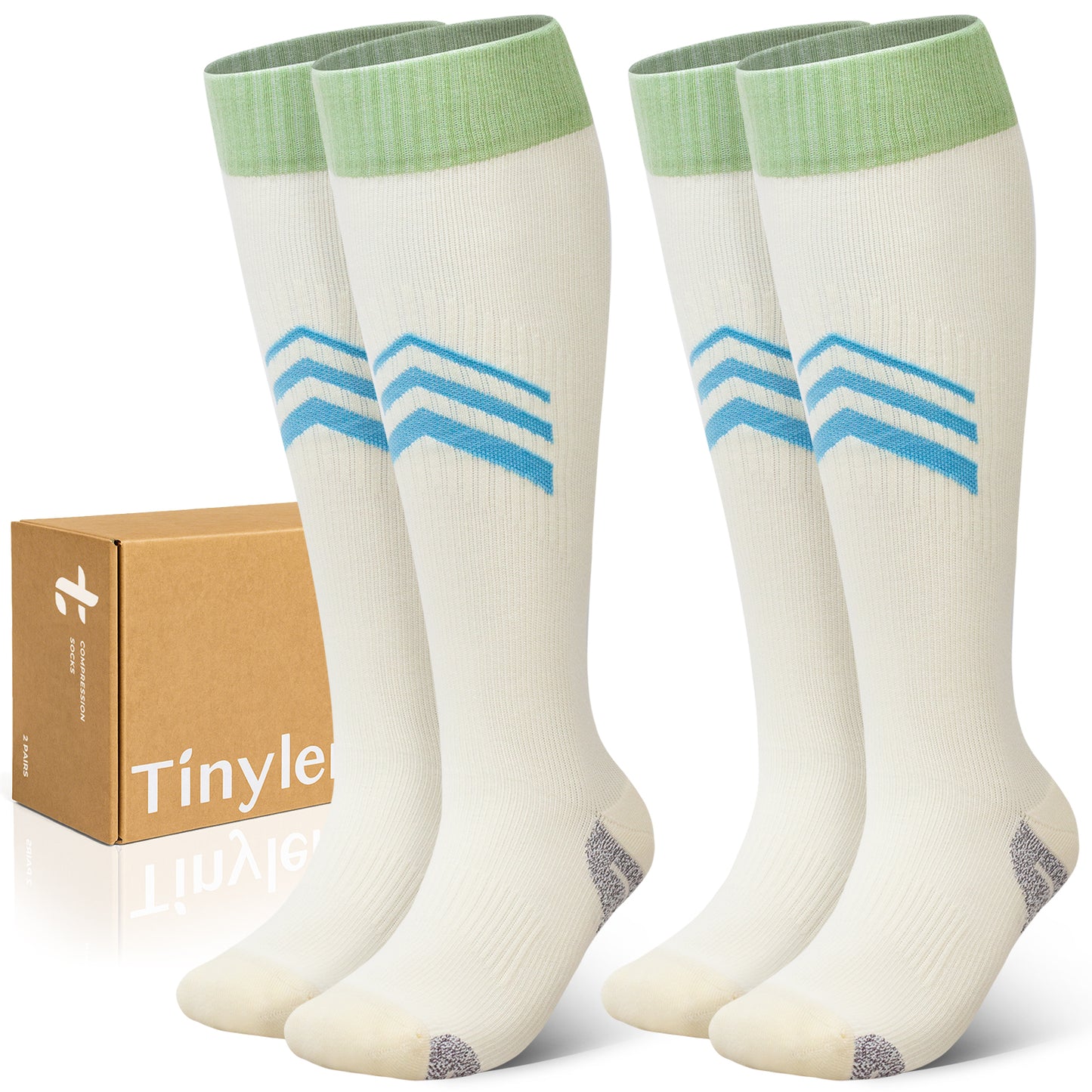2 Pairs Wide Calf Compression Socks