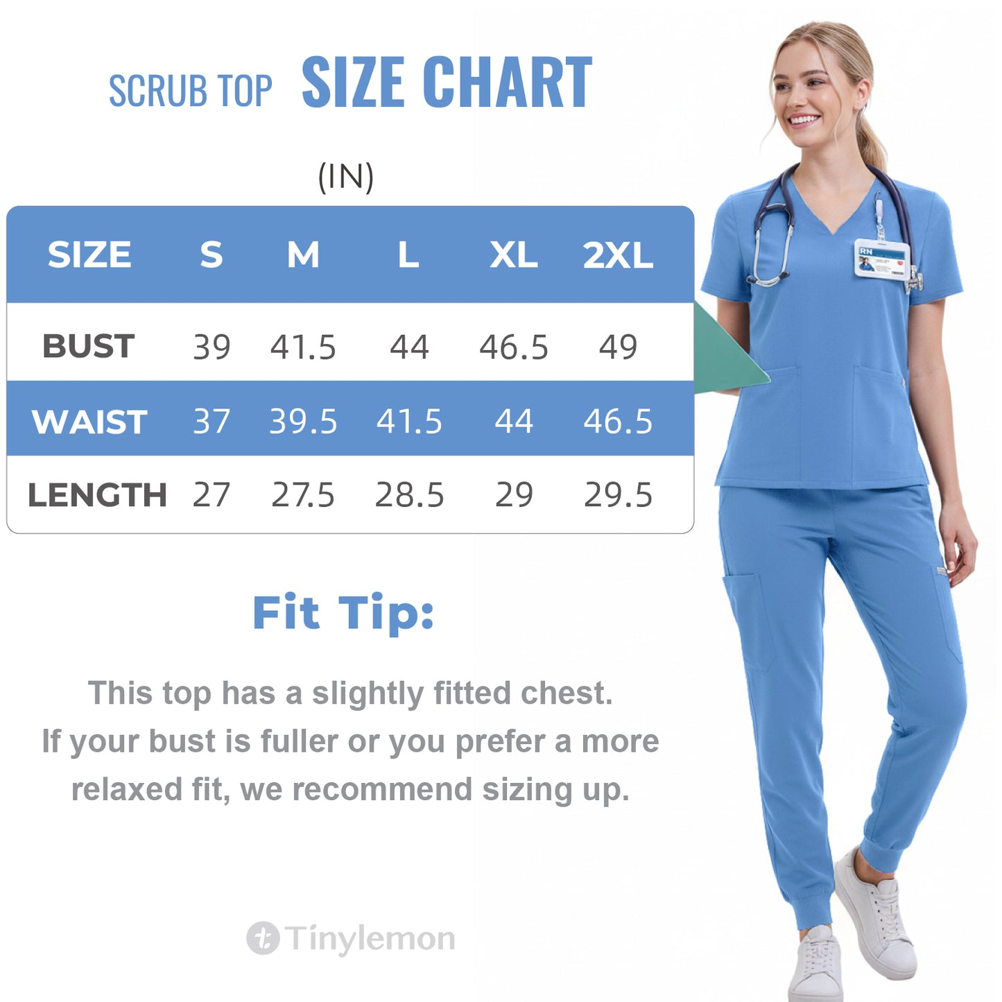 Women Scrub Top - 4 Pockets V-Neck