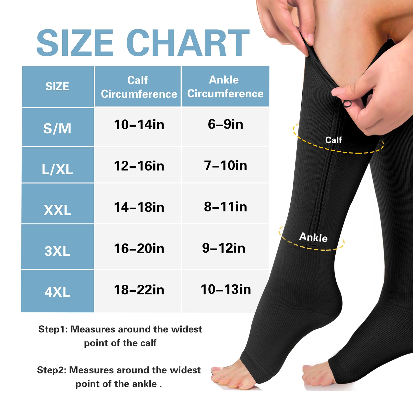 2 Pairs Zipper Compression Socks