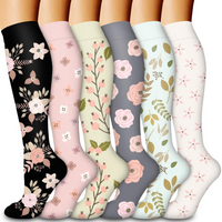 6 Pairs Compression Socks – Floral