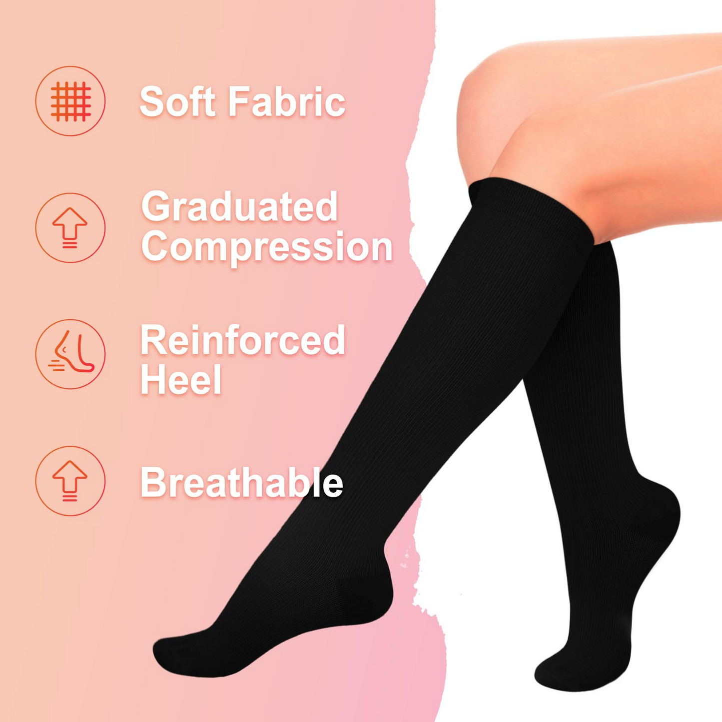 4 Pairs Compression Socks - Solid