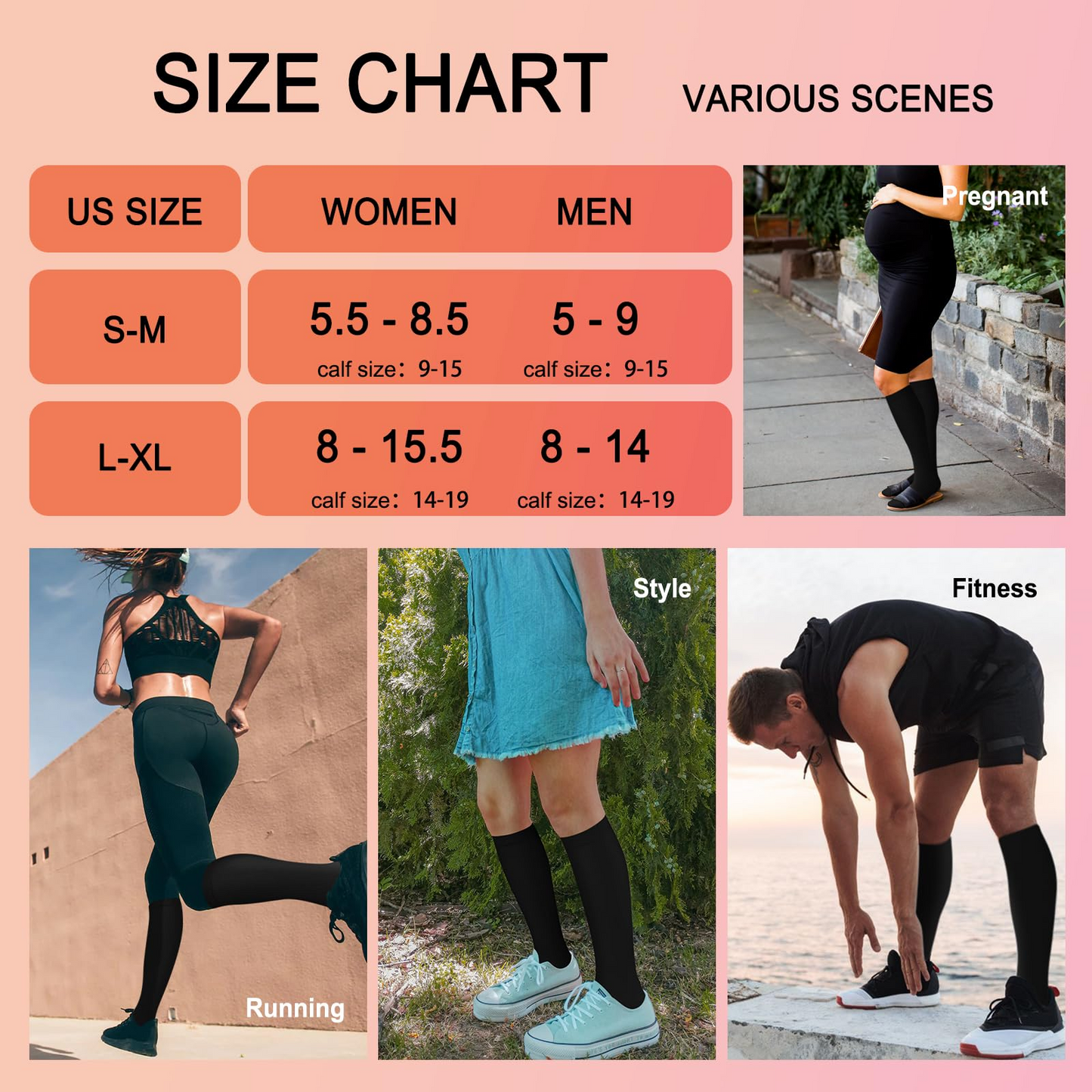 6 Pairs Compression Socks – Christmas