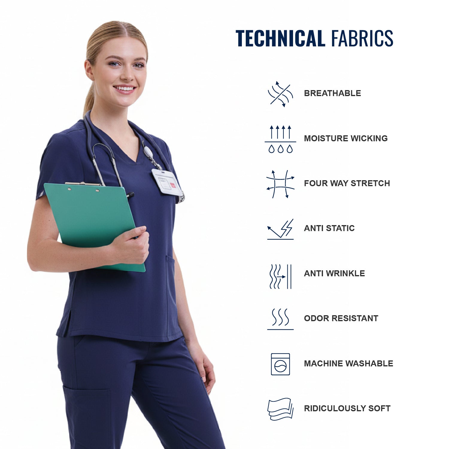 Women Scrub Top - 4 Pockets V-Neck