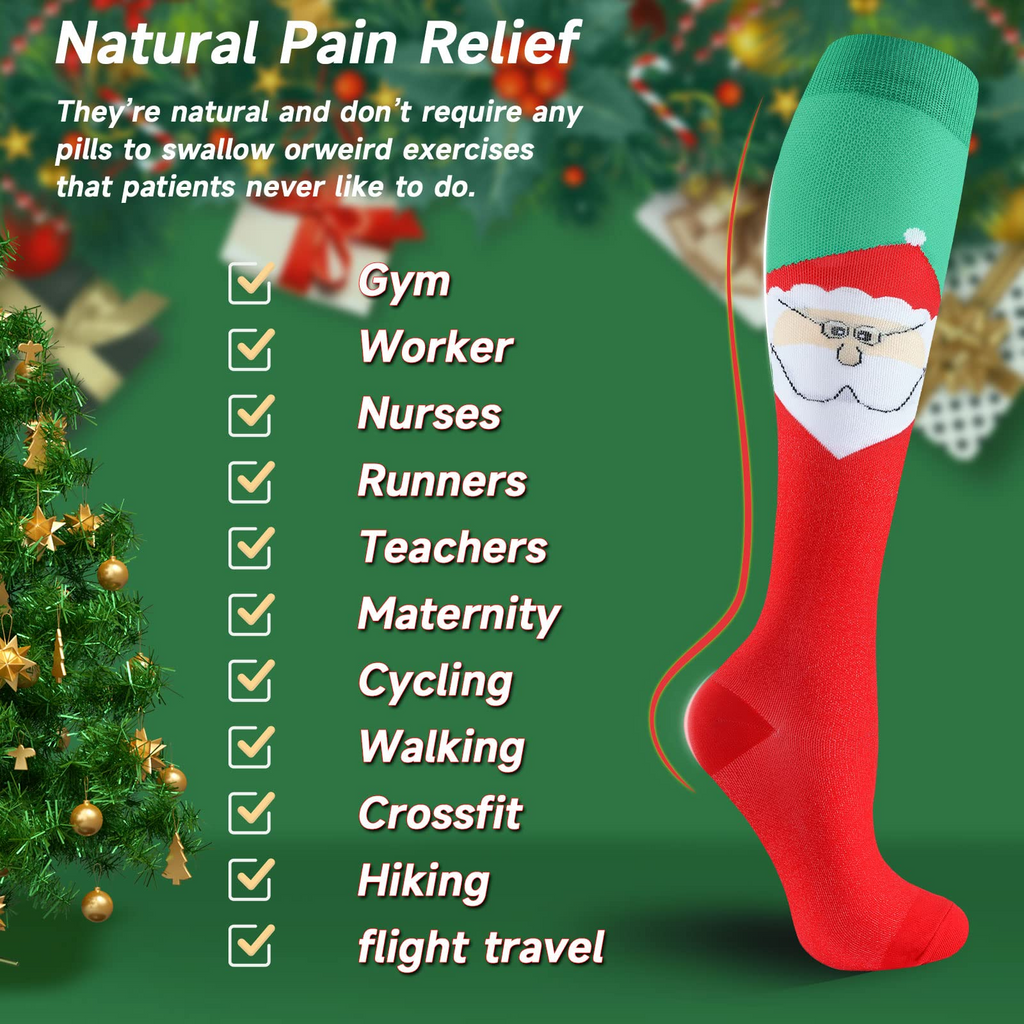6 Pairs Compression Socks – Christmas
