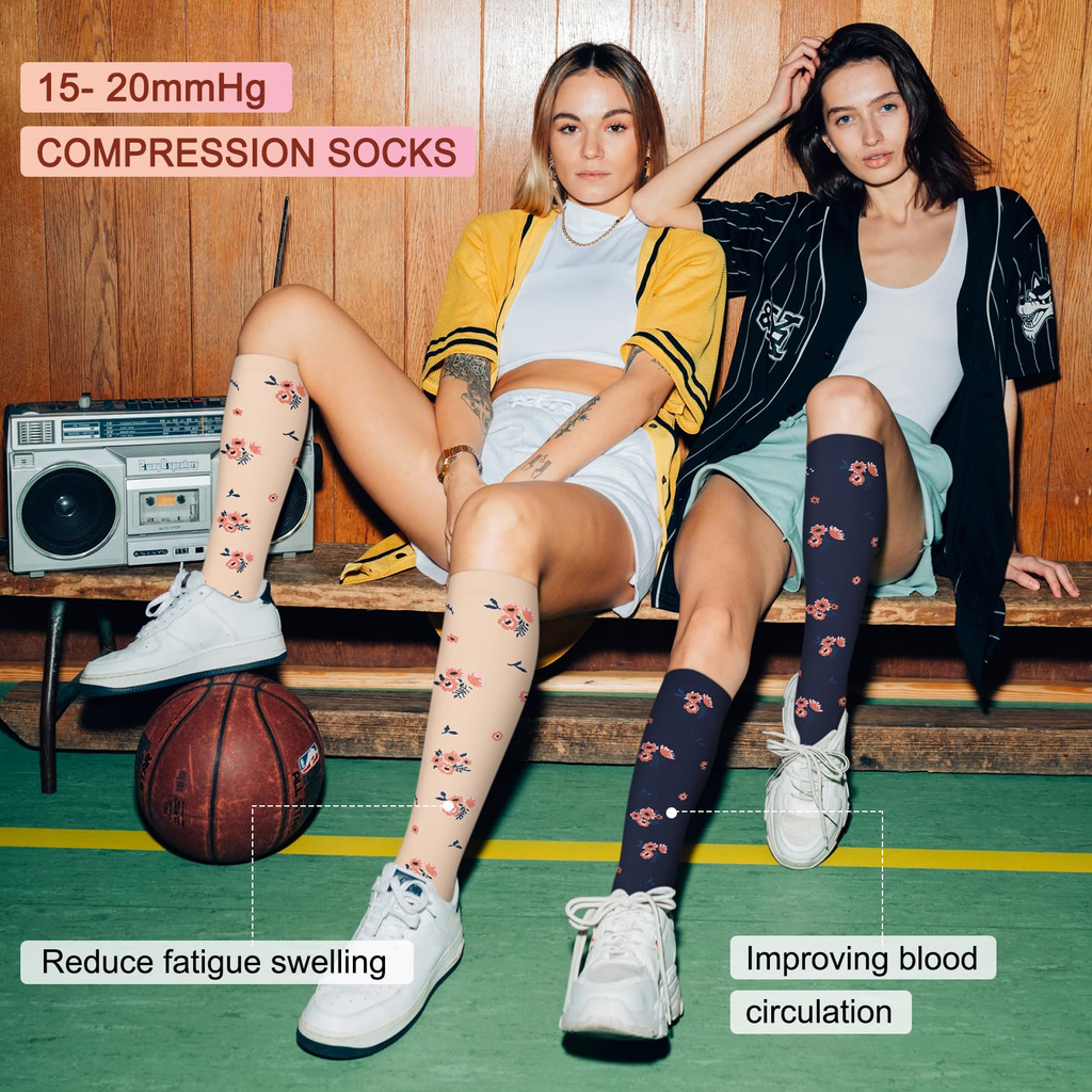 4 Pairs Compression Socks - Patterned