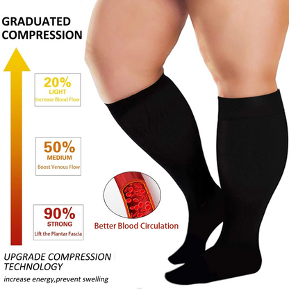 3 Pairs Plus Size Compression Socks – Striped