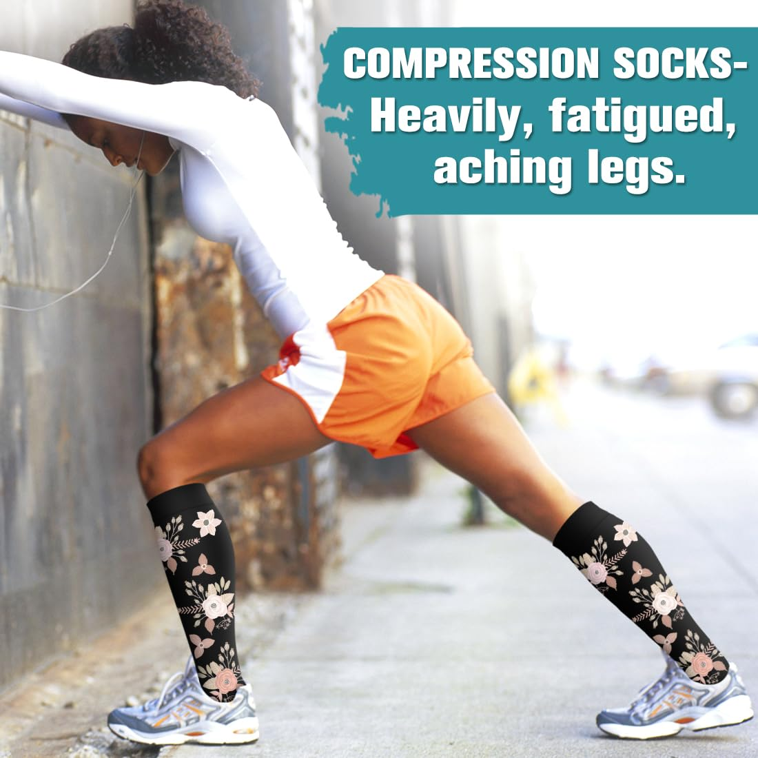 6 Pairs Compression Socks – Floral