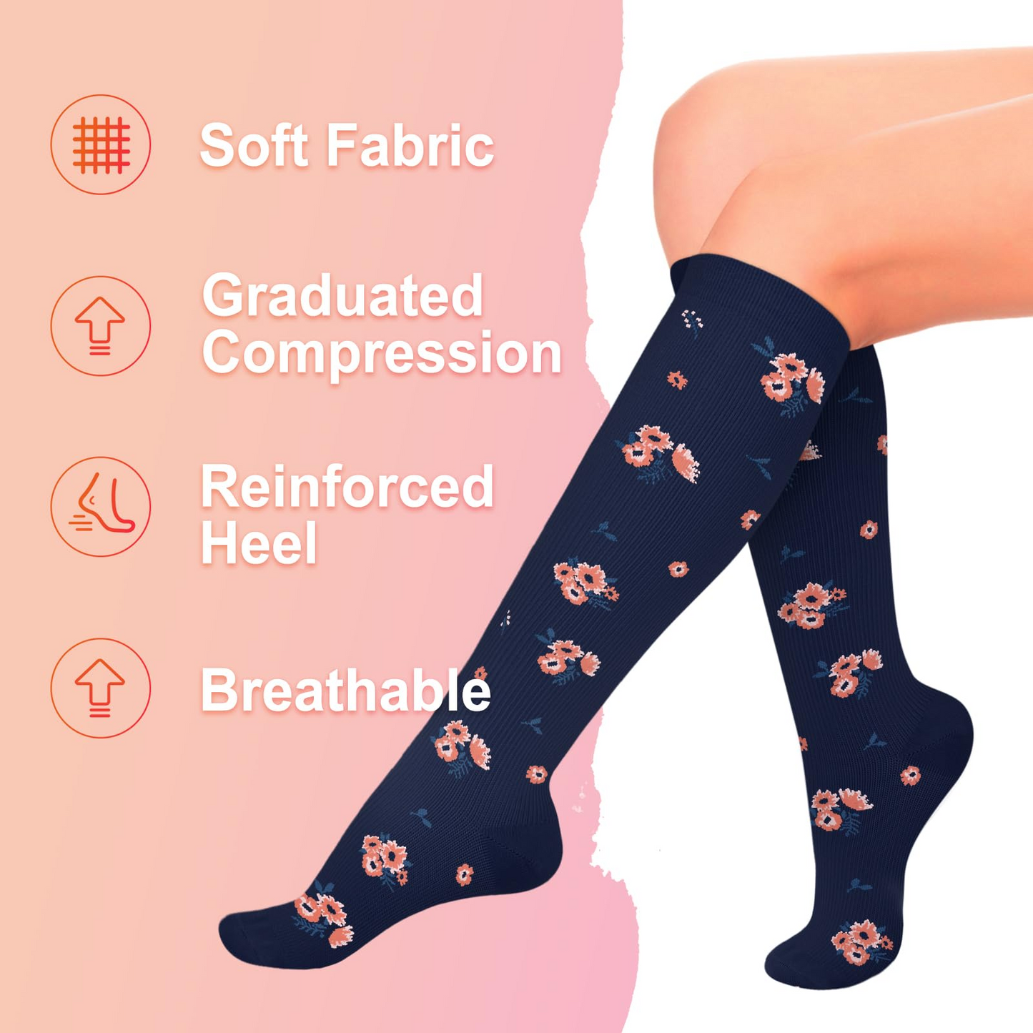 4 Pairs Compression Socks - Patterned