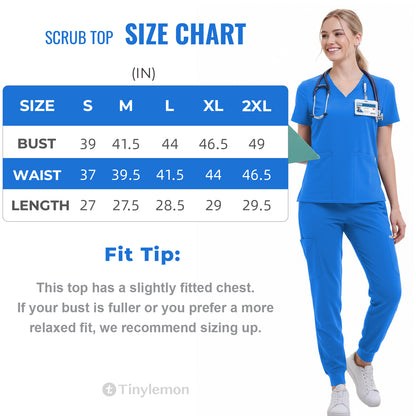 Women Scrub Top - 4 Pockets V-Neck