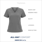 Women Scrub Top - 4 Pockets V-Neck