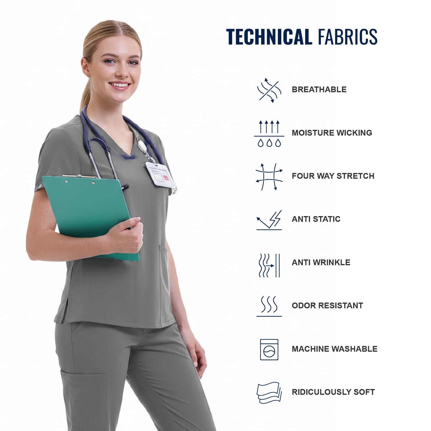 Women Scrub Top - 4 Pockets V-Neck