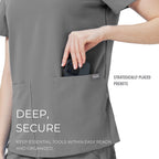 Women Scrub Top - 4 Pockets V-Neck