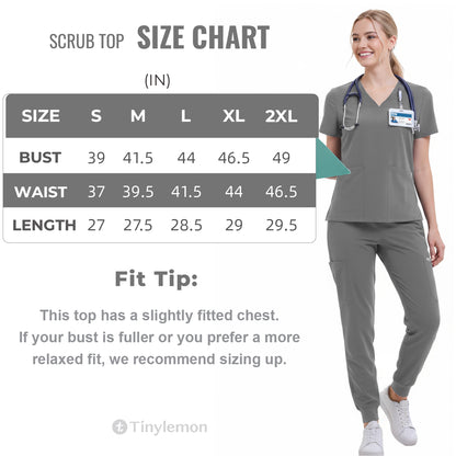 Women Scrub Top - 4 Pockets V-Neck