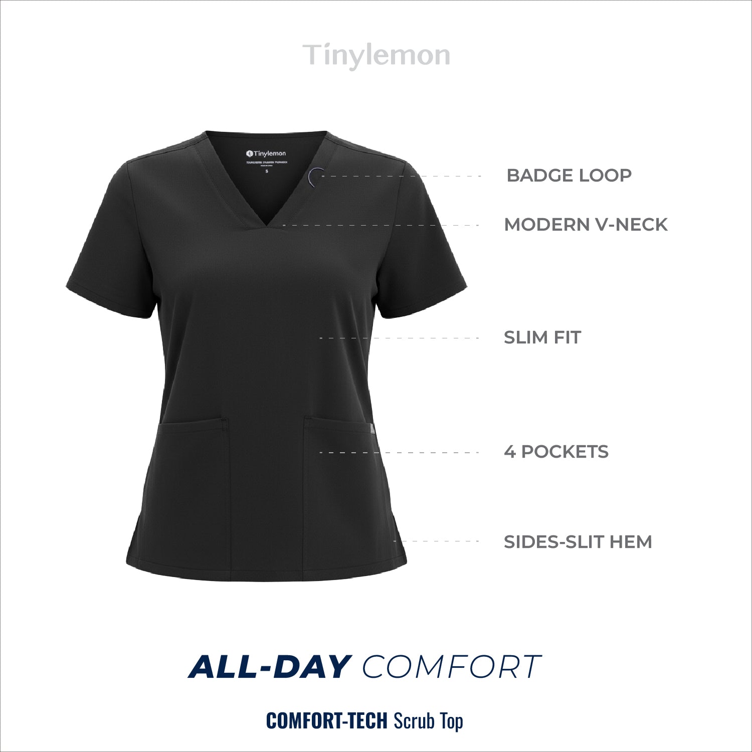 Women Scrub Top - 4 Pockets V-Neck