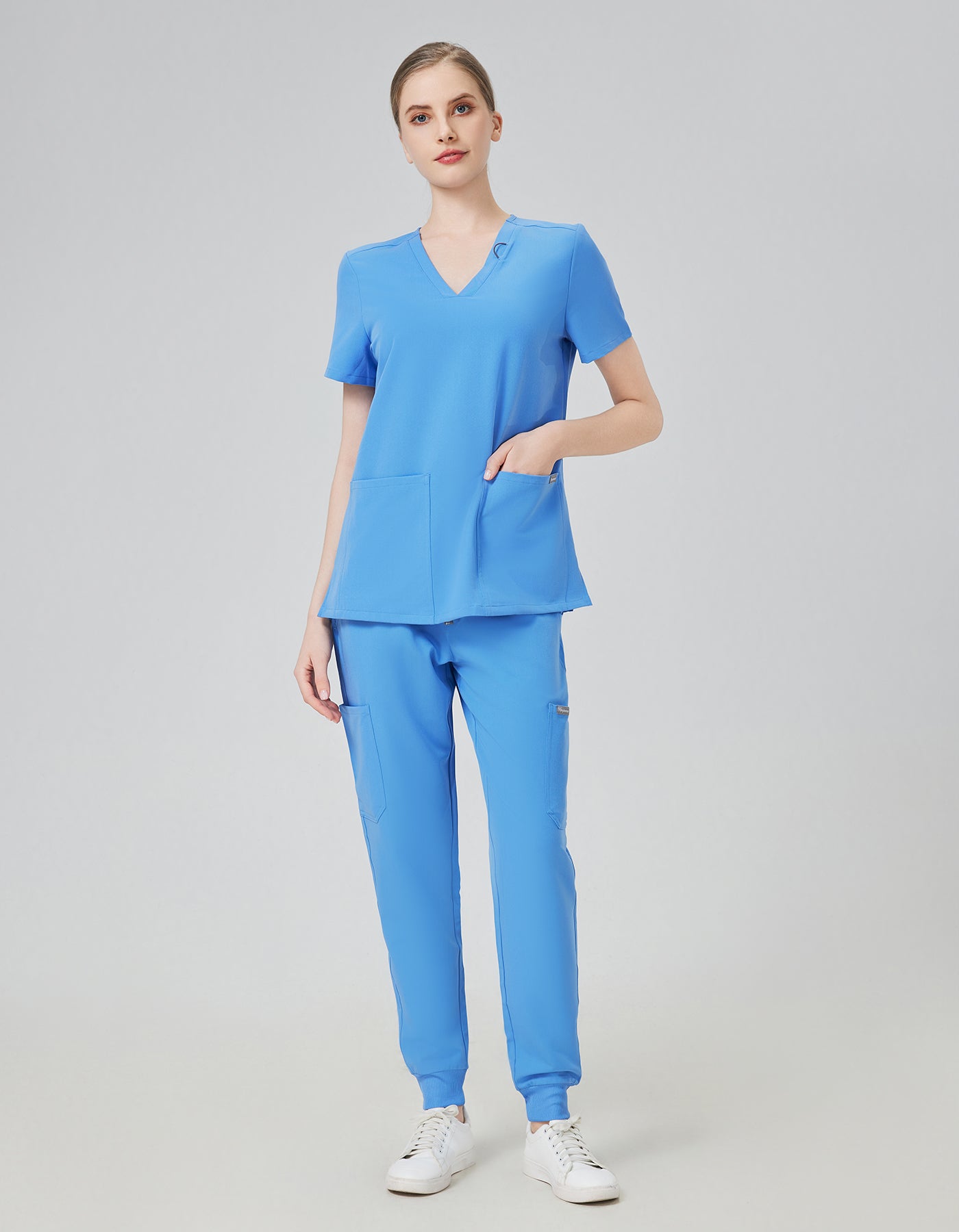 Women Scrub Top - 4 Pockets V-Neck