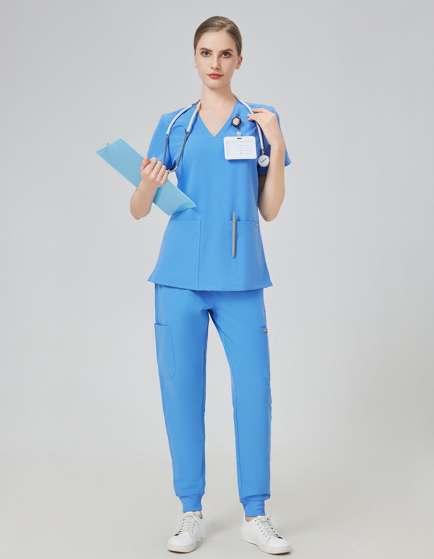 Women Scrub Top - 4 Pockets V-Neck