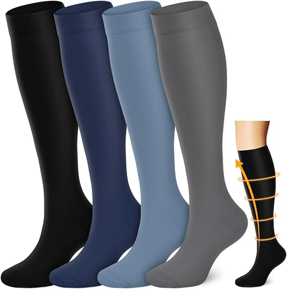4 Pairs Compression Socks - Solid