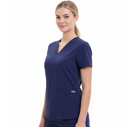 Women Scrub Top - 4 Pockets V-Neck