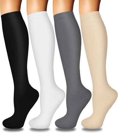 4 Pairs Compression Socks - Solid