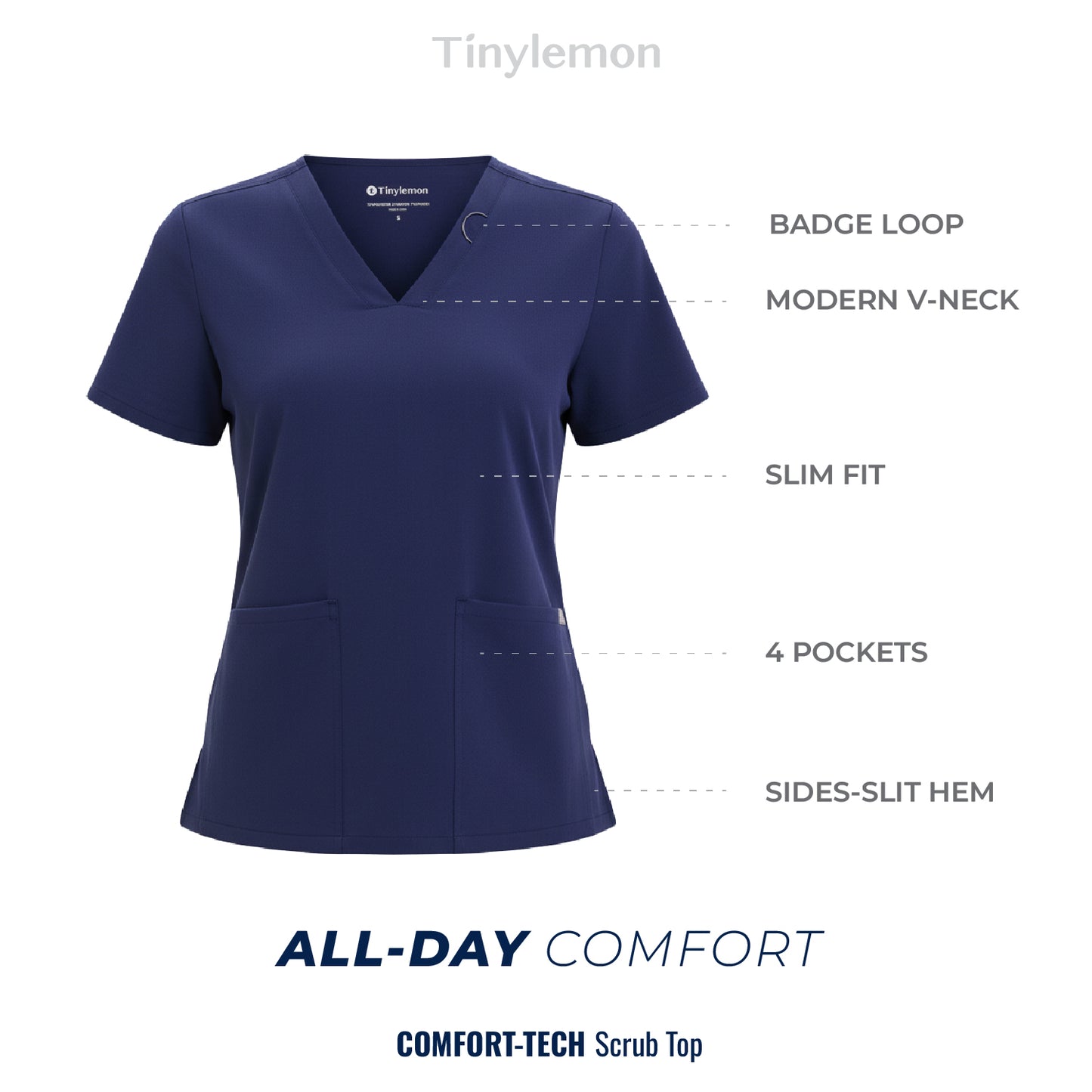 Women Scrub Top - 4 Pockets V-Neck