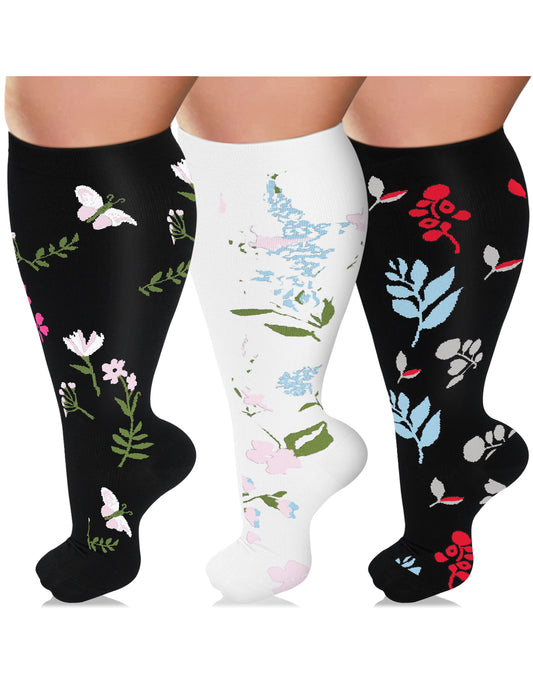 Tinylemon 3 pairs Plus size compression socks