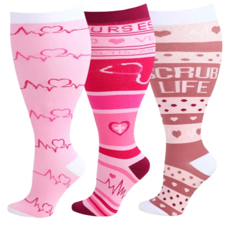 3 Pairs Plus Size Compression Socks – Nurse Series
