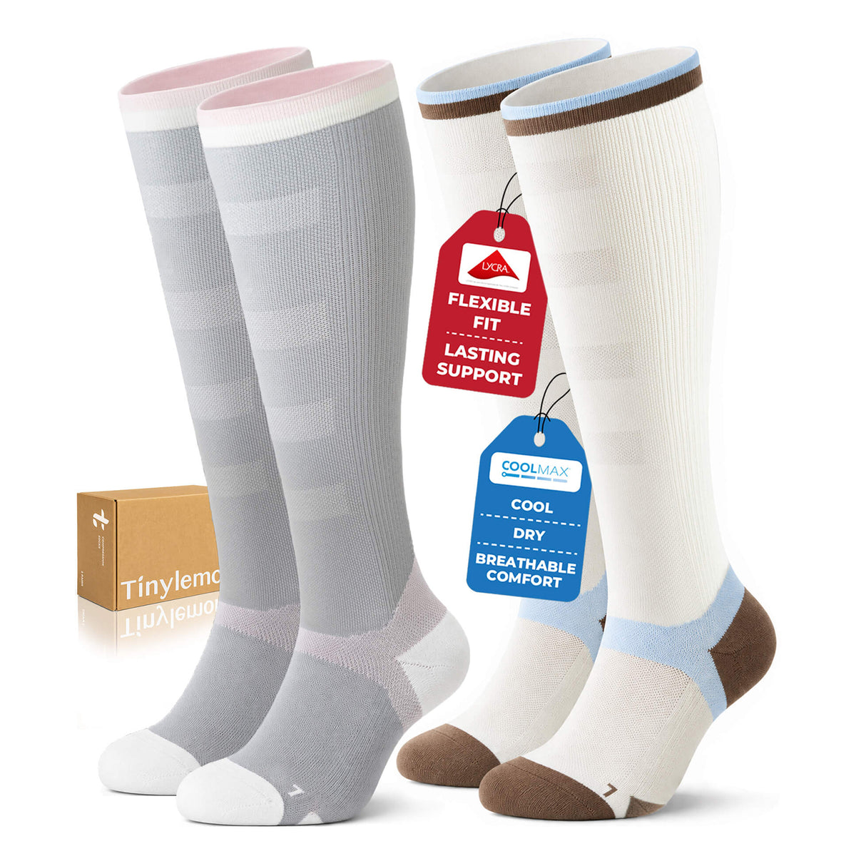2 Pairs Graduated Compression Socks