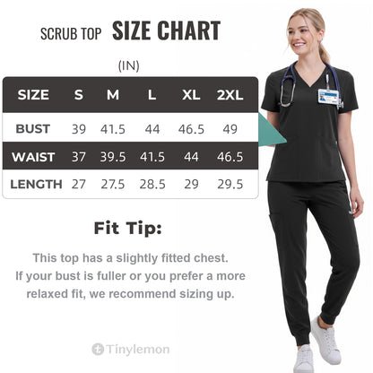 Women Scrub Top - 4 Pockets V-Neck