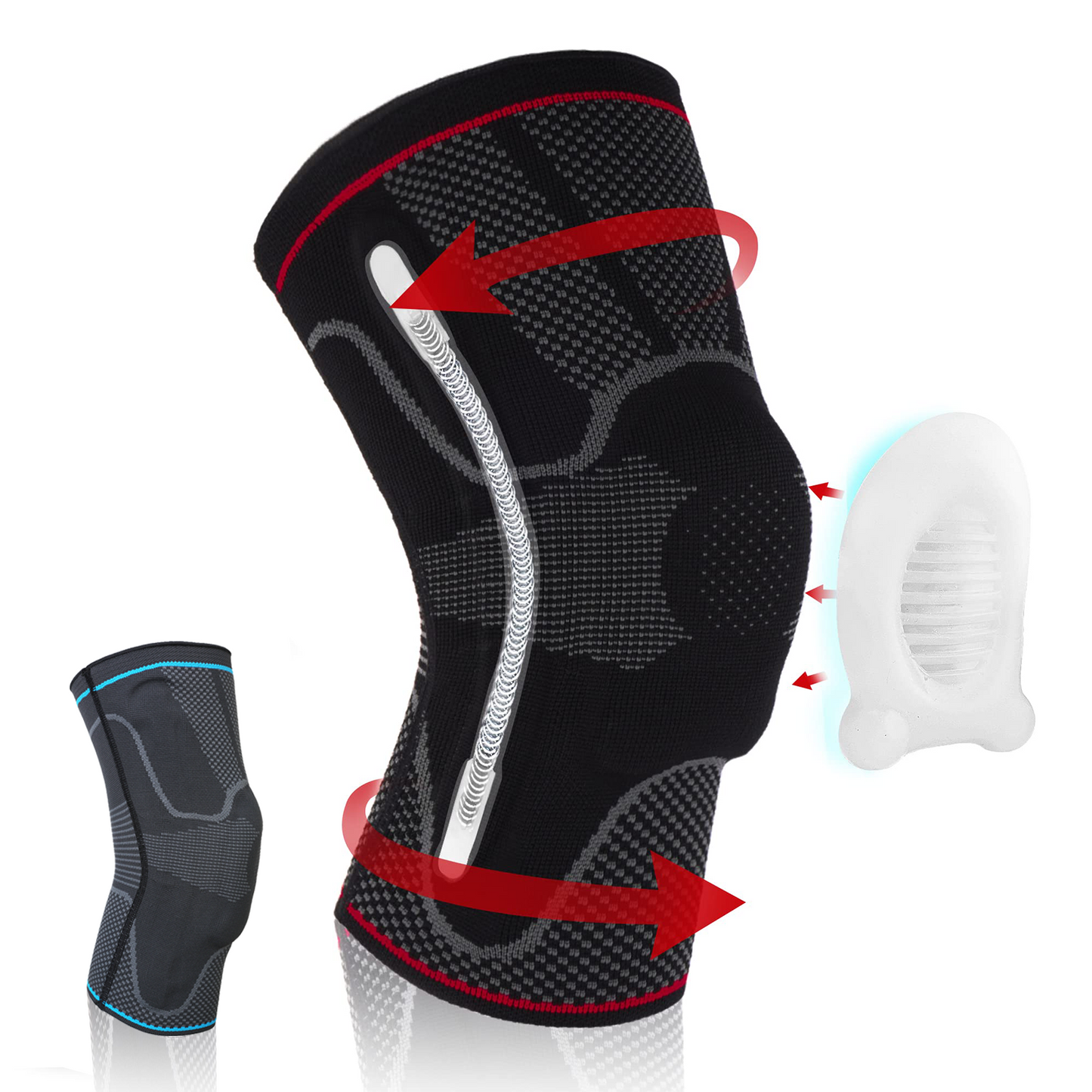 Knee Brace with Detachable Patella Gel Pads