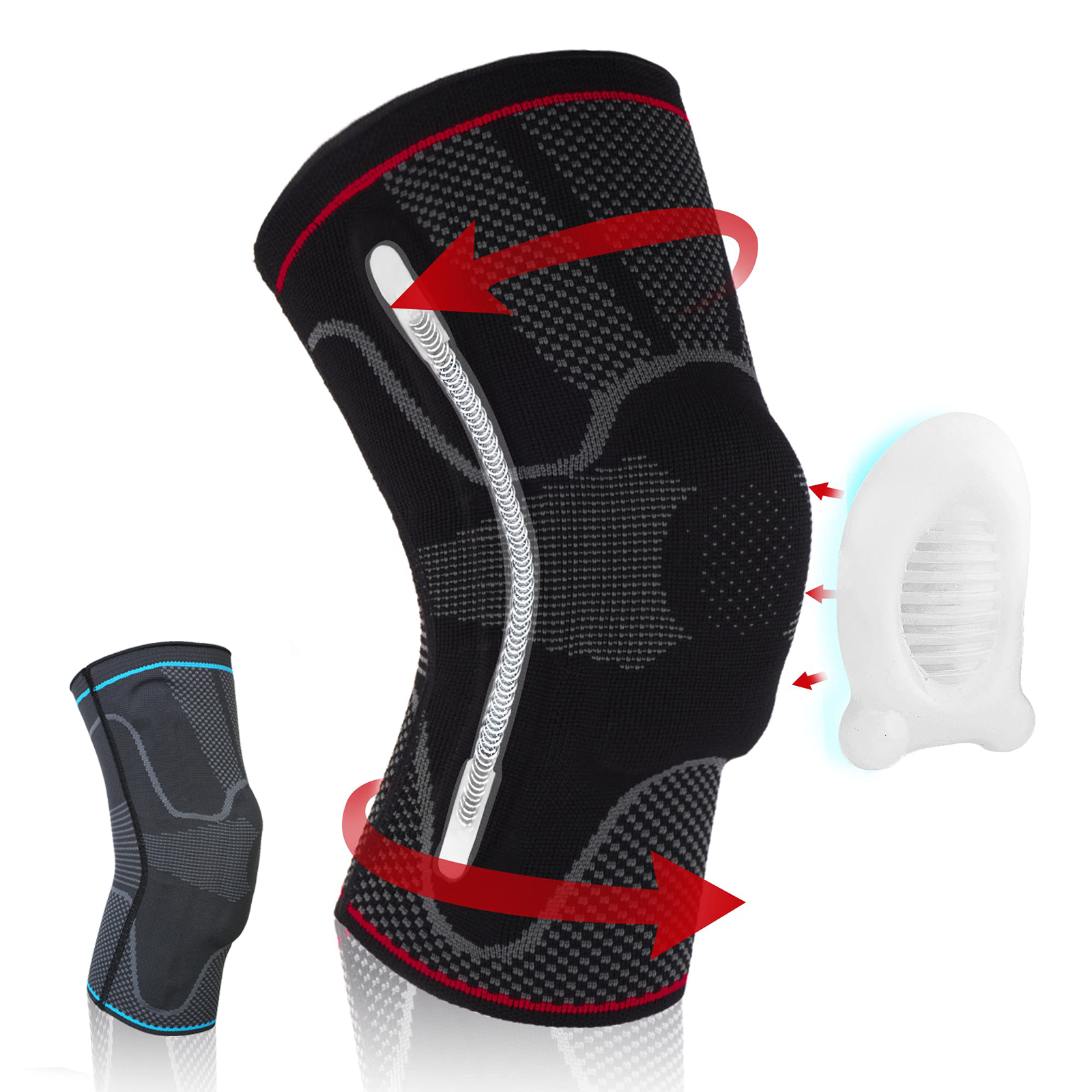Knee Brace with Detachable Patella Gel Pads