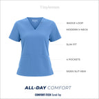 Women Scrub Top - 4 Pockets V-Neck