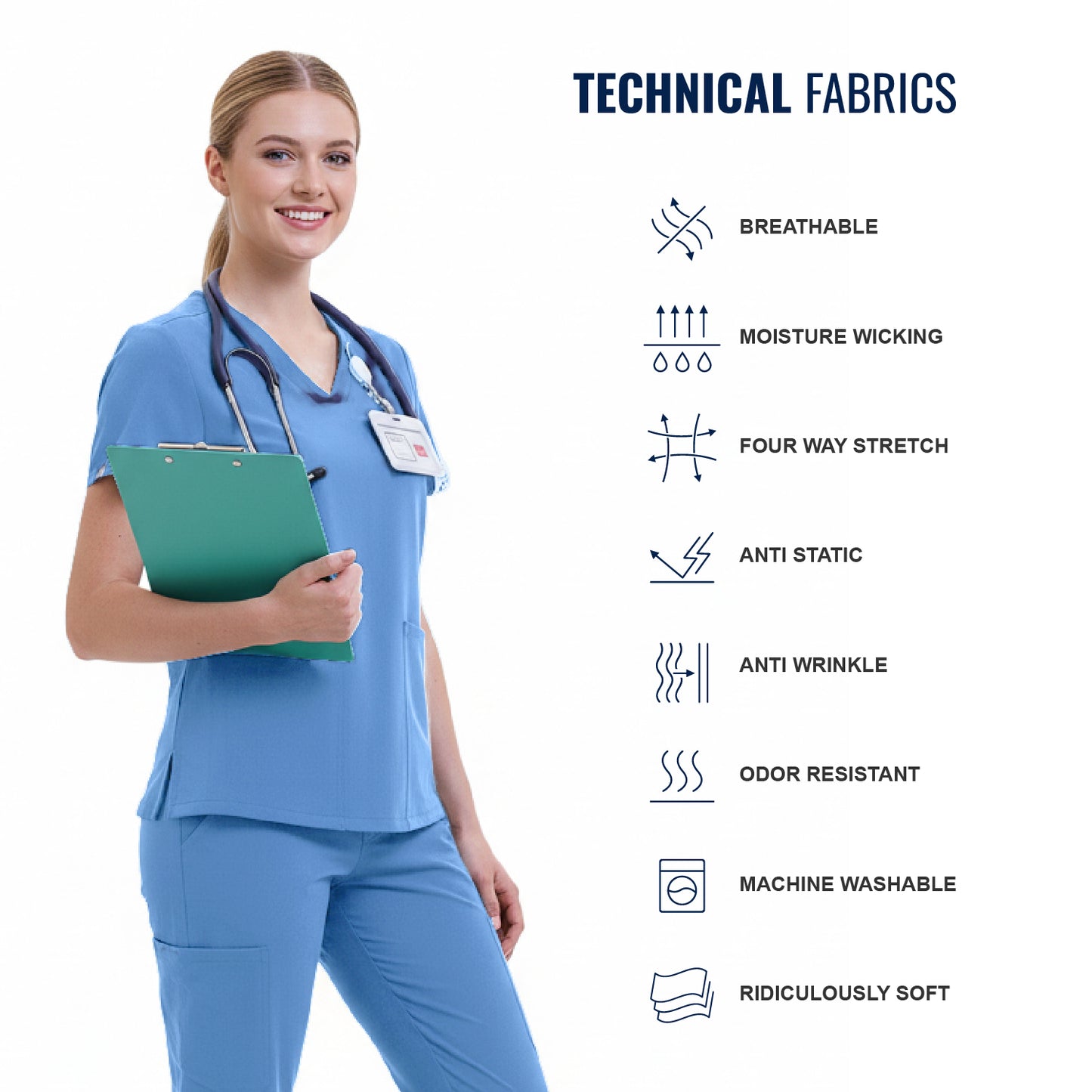 Women Scrub Top - 4 Pockets V-Neck