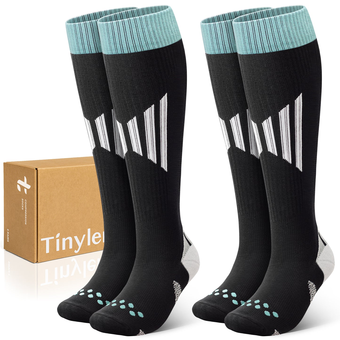 2 Pairs Wide Calf Compression Socks