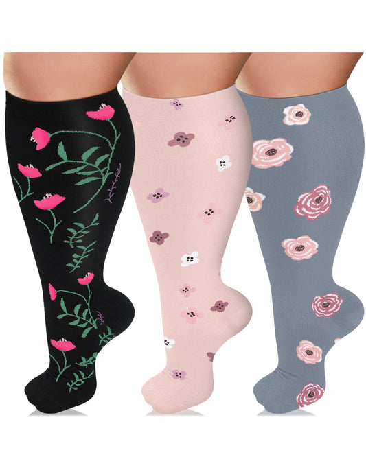 Tinylemon 3 pairs Plus size compression socks