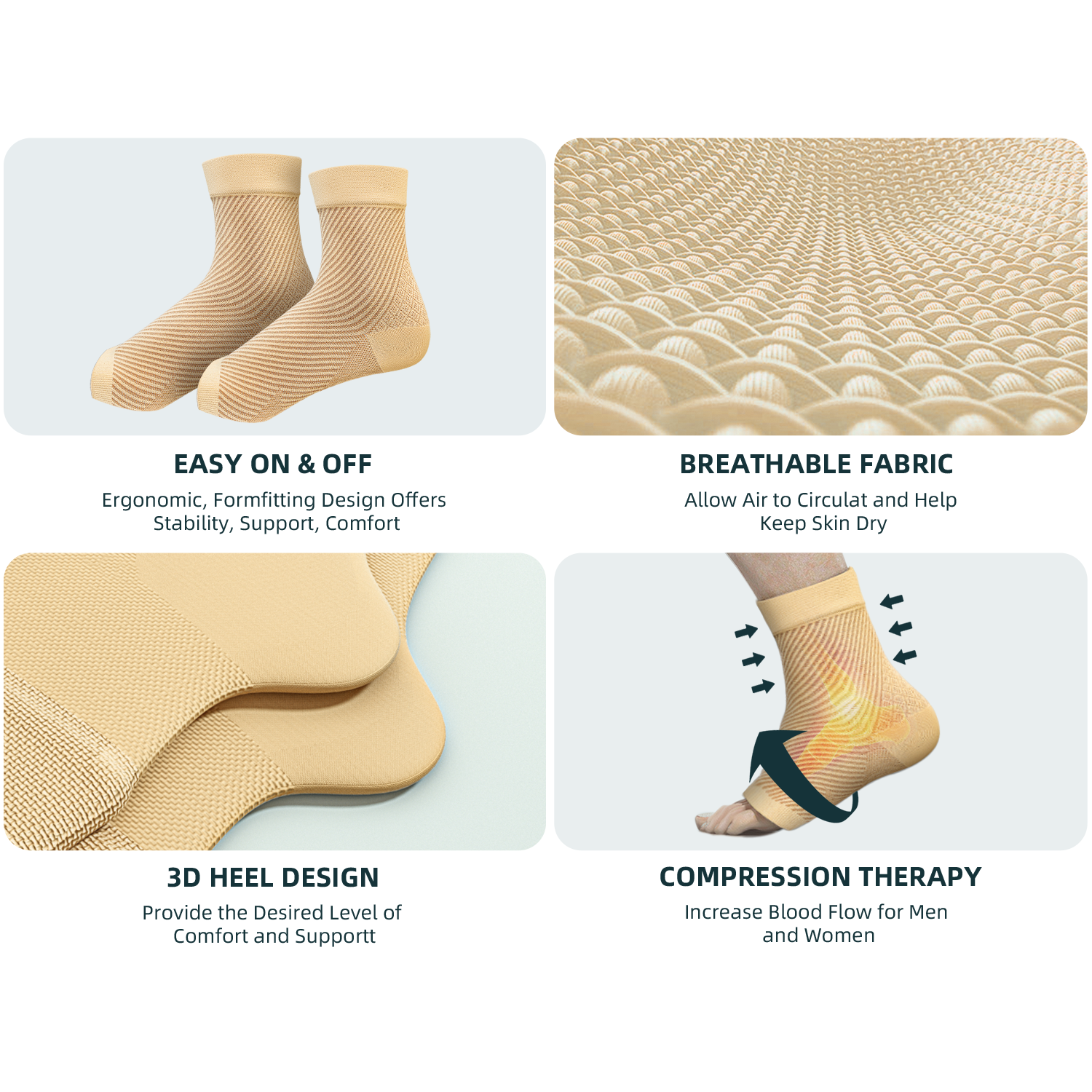 2 Pairs Ankle Brace Compression Sleeve