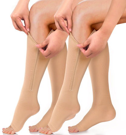 2 Pairs Zipper Compression Socks