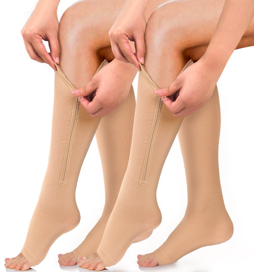 2 Pairs Zipper Compression Socks