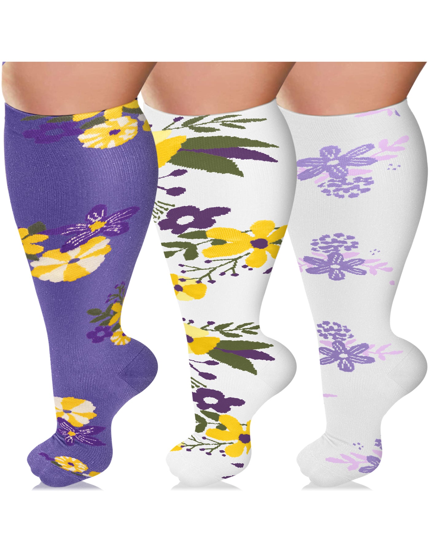 Tinylemon 3 pairs Plus size compression socks