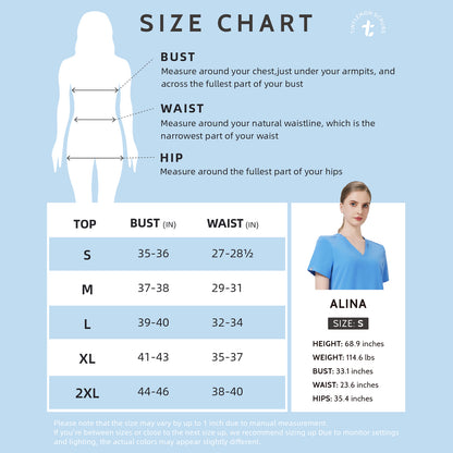 Women Scrub Top - 4 Pockets V-Neck
