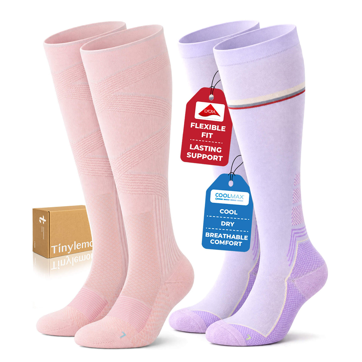 2 Pairs Graduated Compression Socks