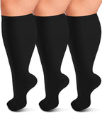 3 Pairs Plus Size Compression Socks – Solid