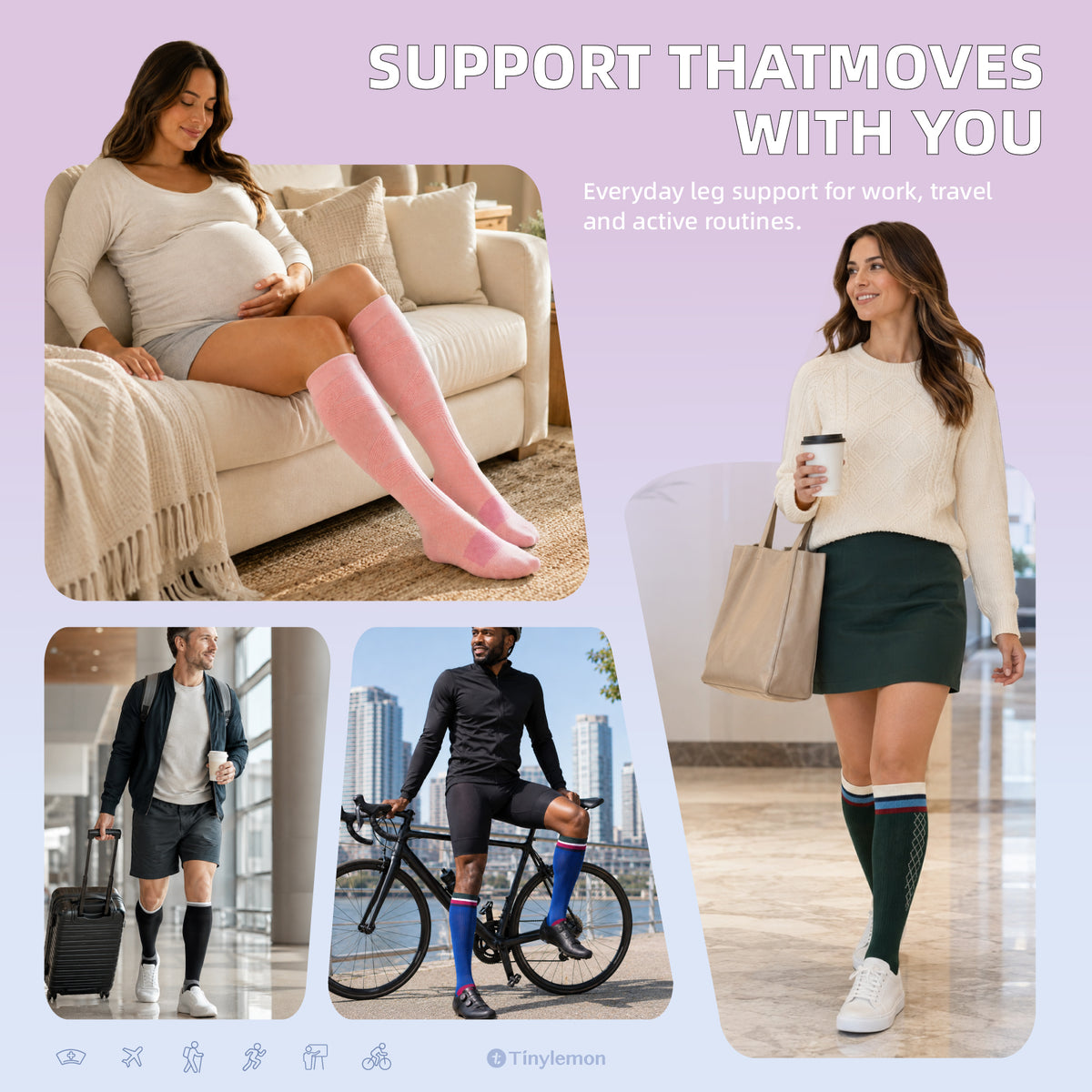 2 Pairs Graduated Compression Socks