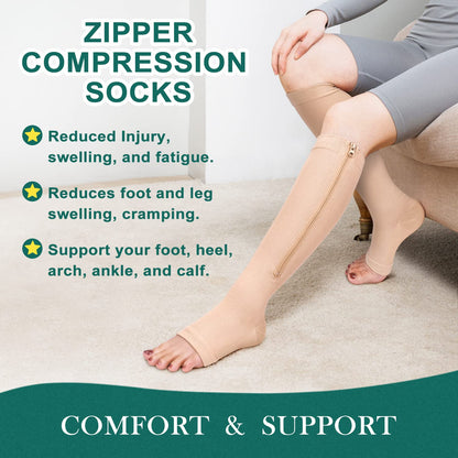 2 Pairs Zipper Compression Socks