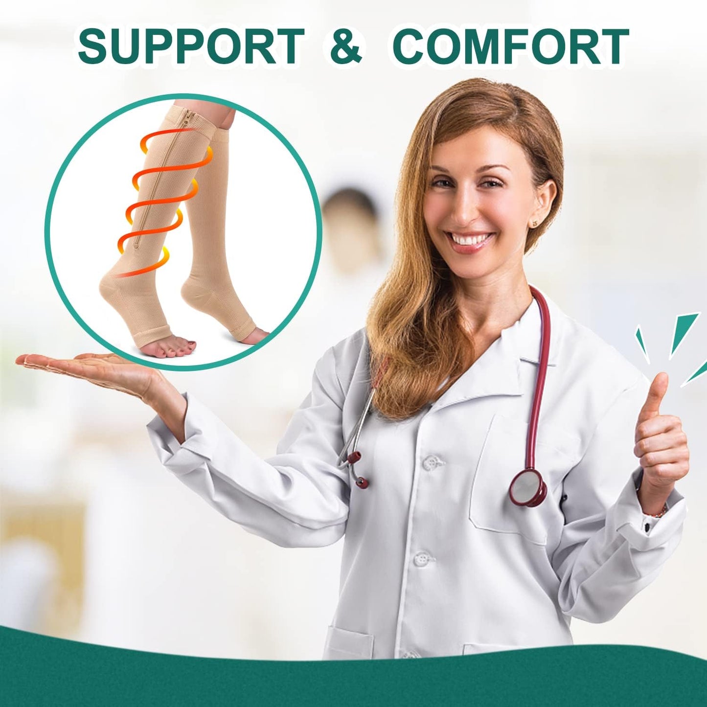 2 Pairs Zipper Compression Socks