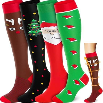 4 Pairs Compression Socks – Christmas Style