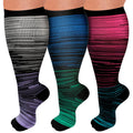 3 Pairs Plus Size Compression Socks – Striped