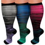 3 Pairs Plus Size Compression Socks – Striped