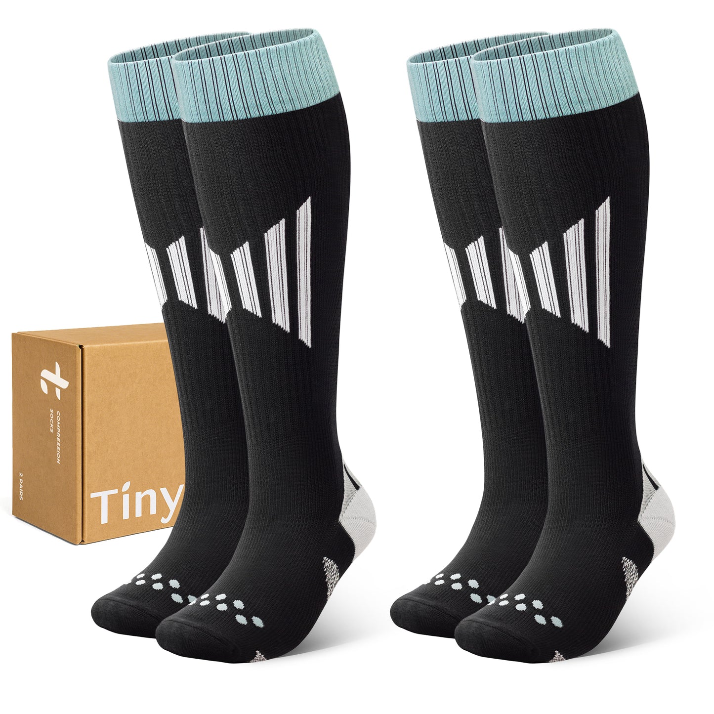 2 Pairs Wide Calf Compression Socks