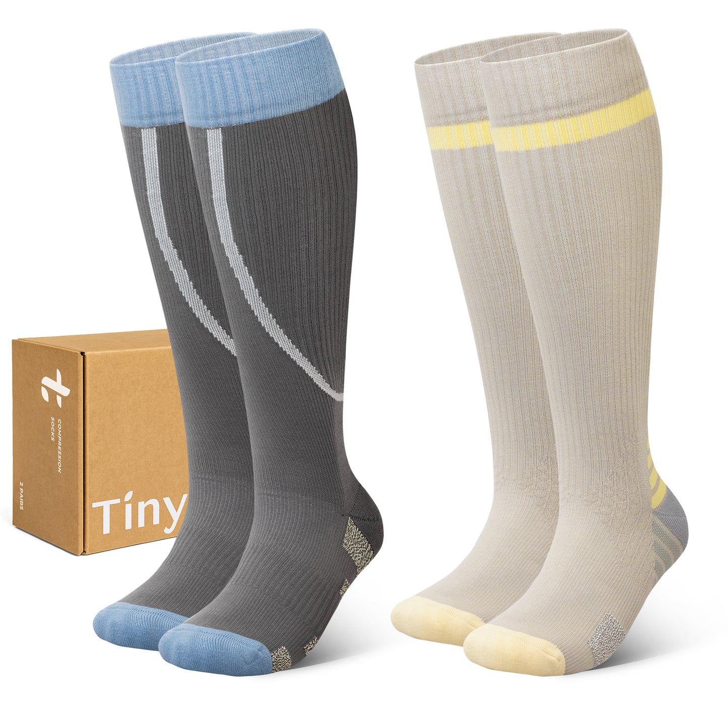 2 Pairs Wide Calf Compression Socks