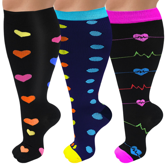 3 Pairs Plus Size Compression Socks – Nurse Series
